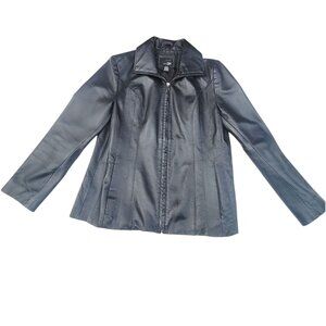 East 5th Medium Petite Womens Genuine Leather Jacket Black Zip Front *Read*